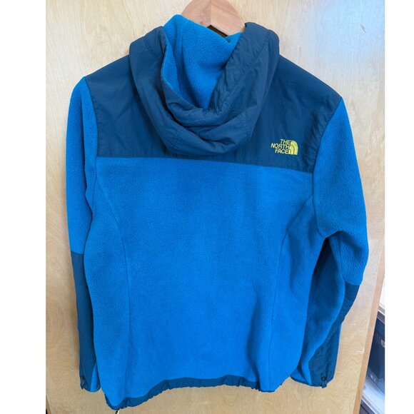 The North Face Jacket Womens Medium Blue Hooded Fleece Zip Denali Yellow - Picture 2 of 5